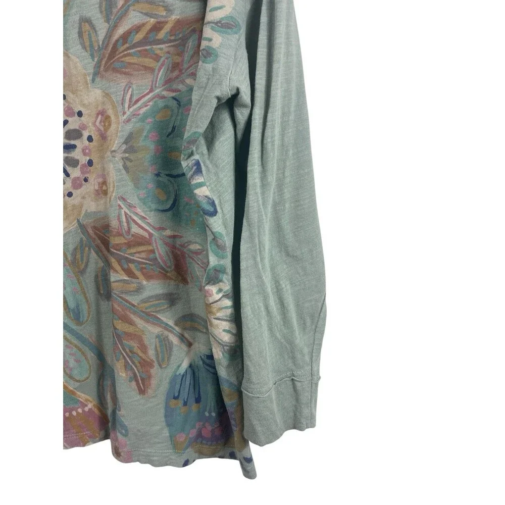 Natural Life Sage Green Long Sleeve Floral Graphic Print T-shirt O/S FLAW